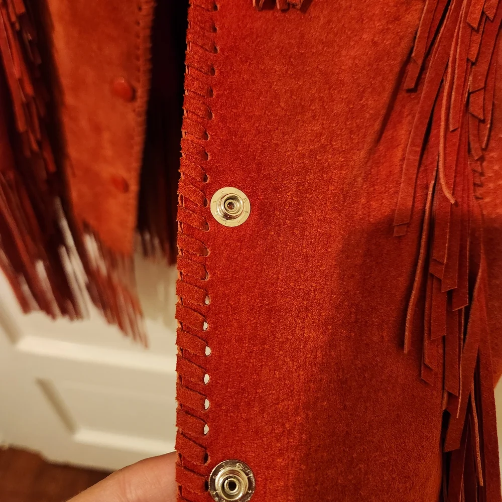 Echo Mountain by Arturo Suede Fringe Jacket - Rust - Made In Mexico - Vintage - Picture 5 of 12